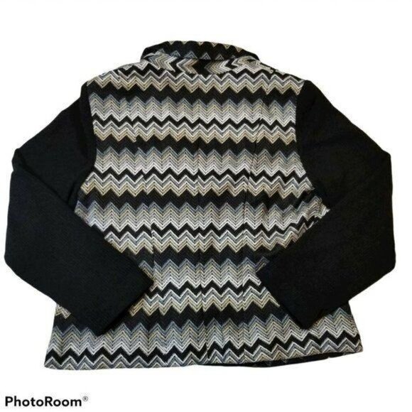 Chico's‎ Size 2(12) Knit Metallic Zigzag Blazer - Picture 2 of 9
